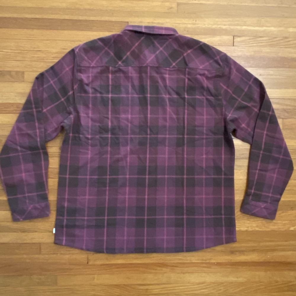 INTO THE AM Shirt Mens 2XL Burgundy Black Plaid Button Down Long Sleeve Stretch - Picture 11 of 12